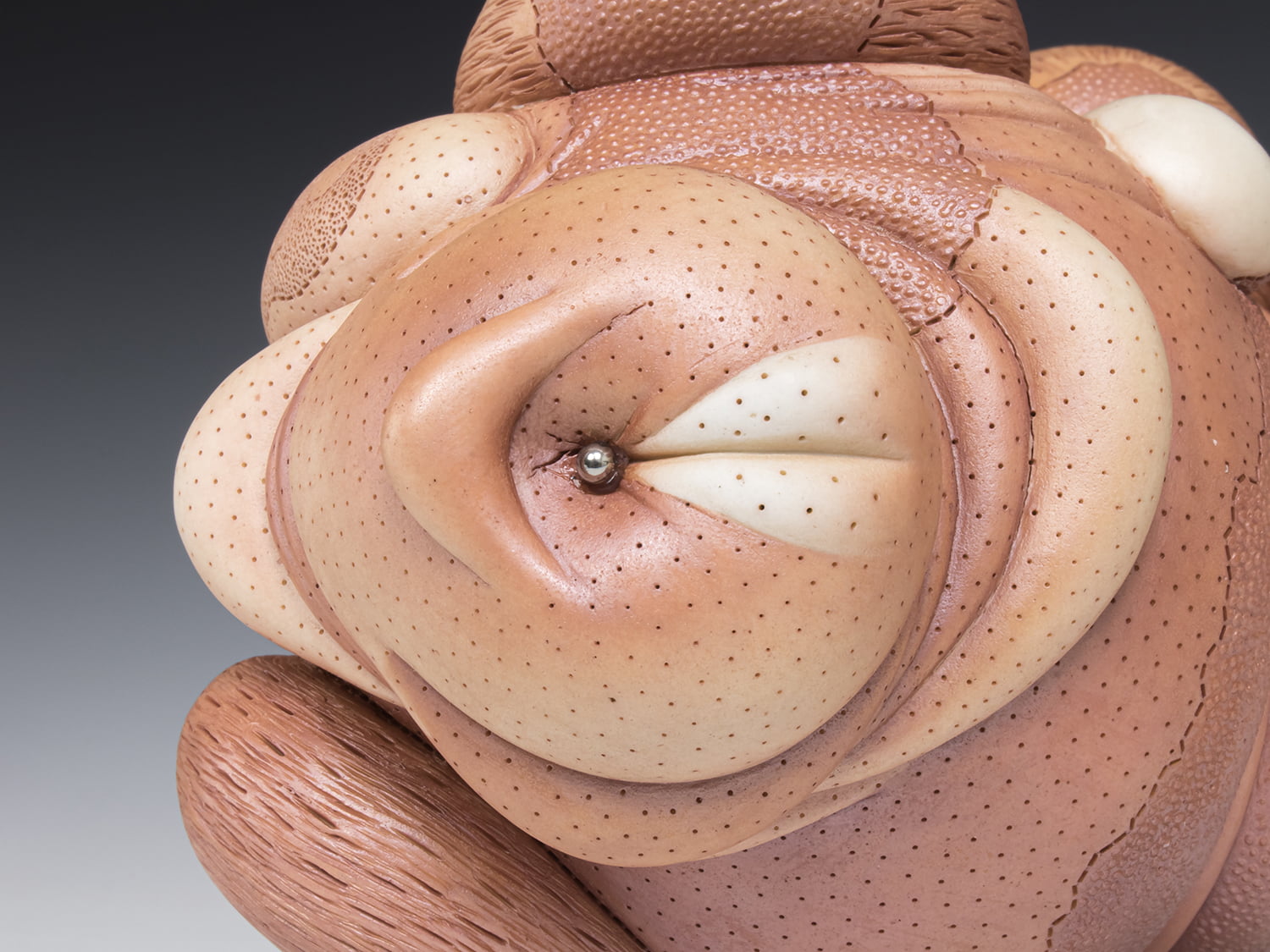 Jason Briggs "Blush" (detail 1). porcelain, hair, and mixed media sculpture ceramics.